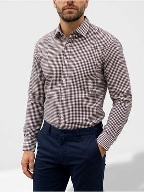 Timberland Buttondown Buffalo Check Plaid Burgundy White Long Sleeve Shirt Large